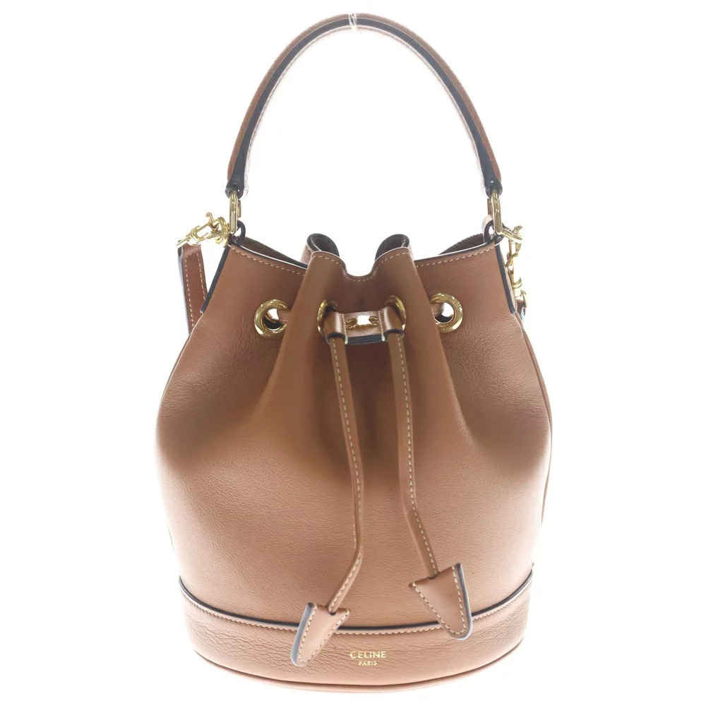 CELINE Teen Bucket Clara Shoulder Bag Handbag Brown Leather